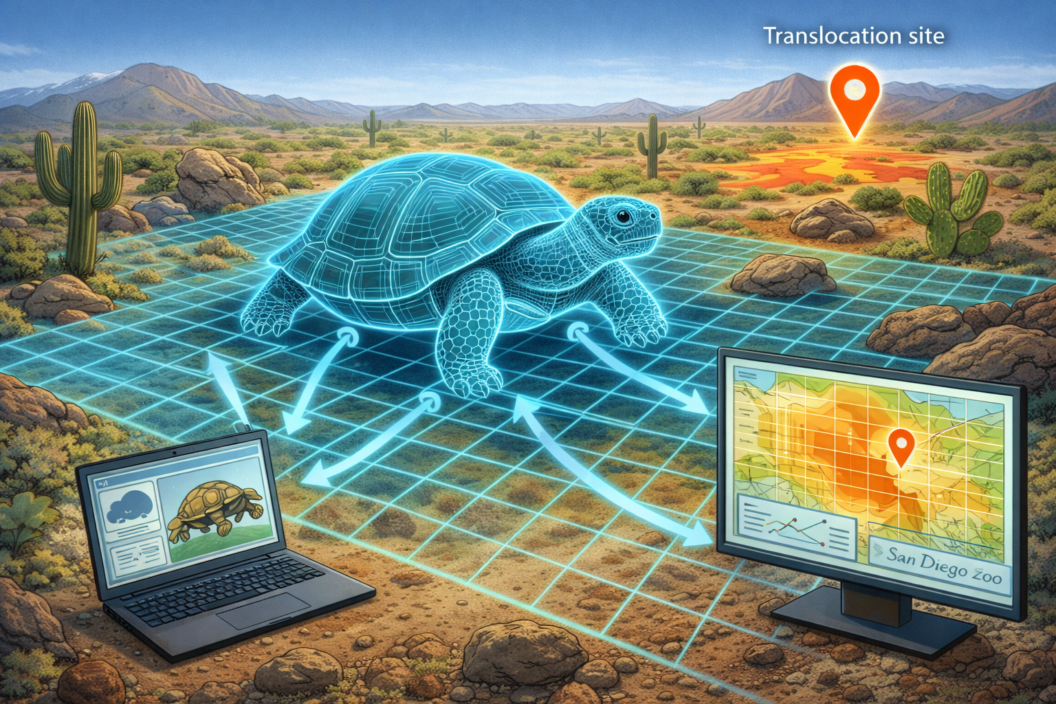Cartoon linking physiology to mechanistic niche models and translocation site predictions